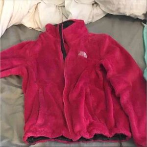 Pink fur north face jacket