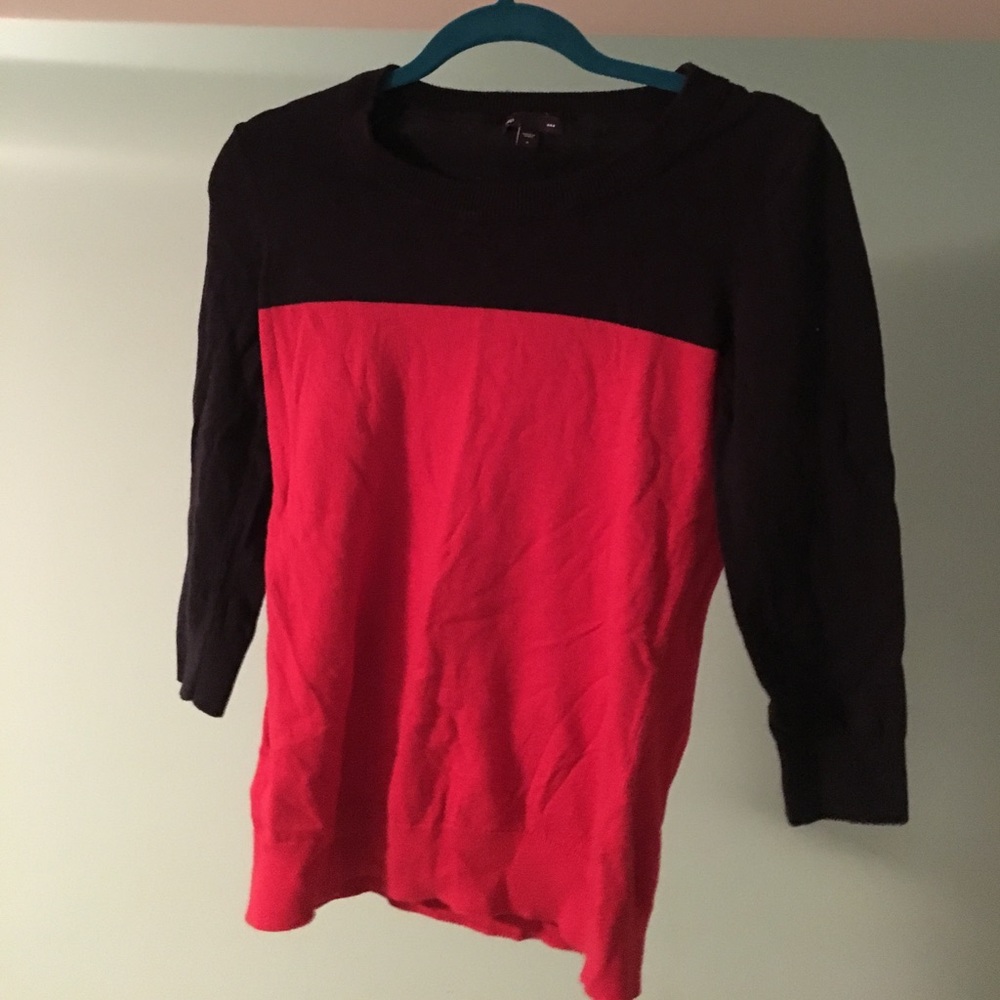Red and navy sweater