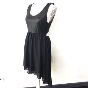 Black high low open back dress, L