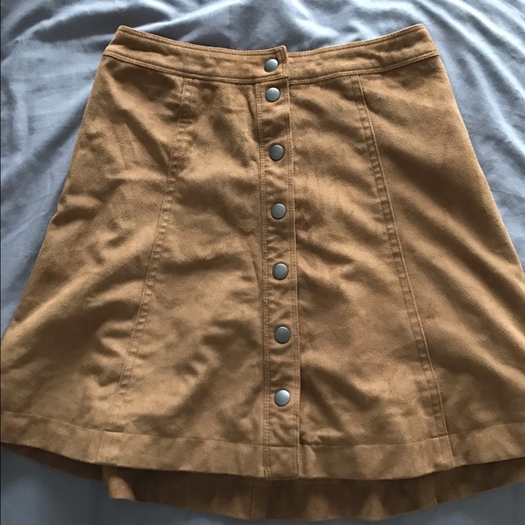 Brandy Melville Dresses & Skirts - CARAMEL SUEDE BUTTON UP SKIRT