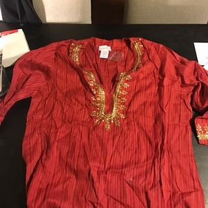Red with gold trim shirt