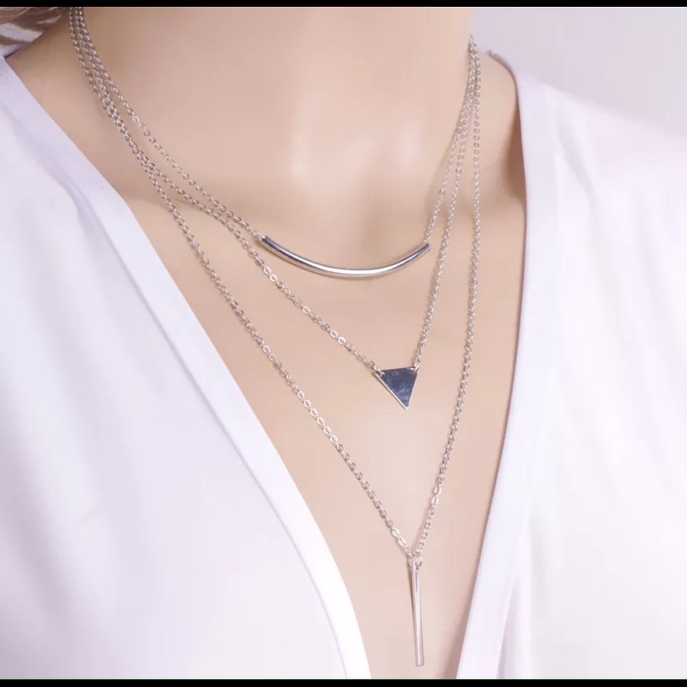 Triple Layer Silver Necklace