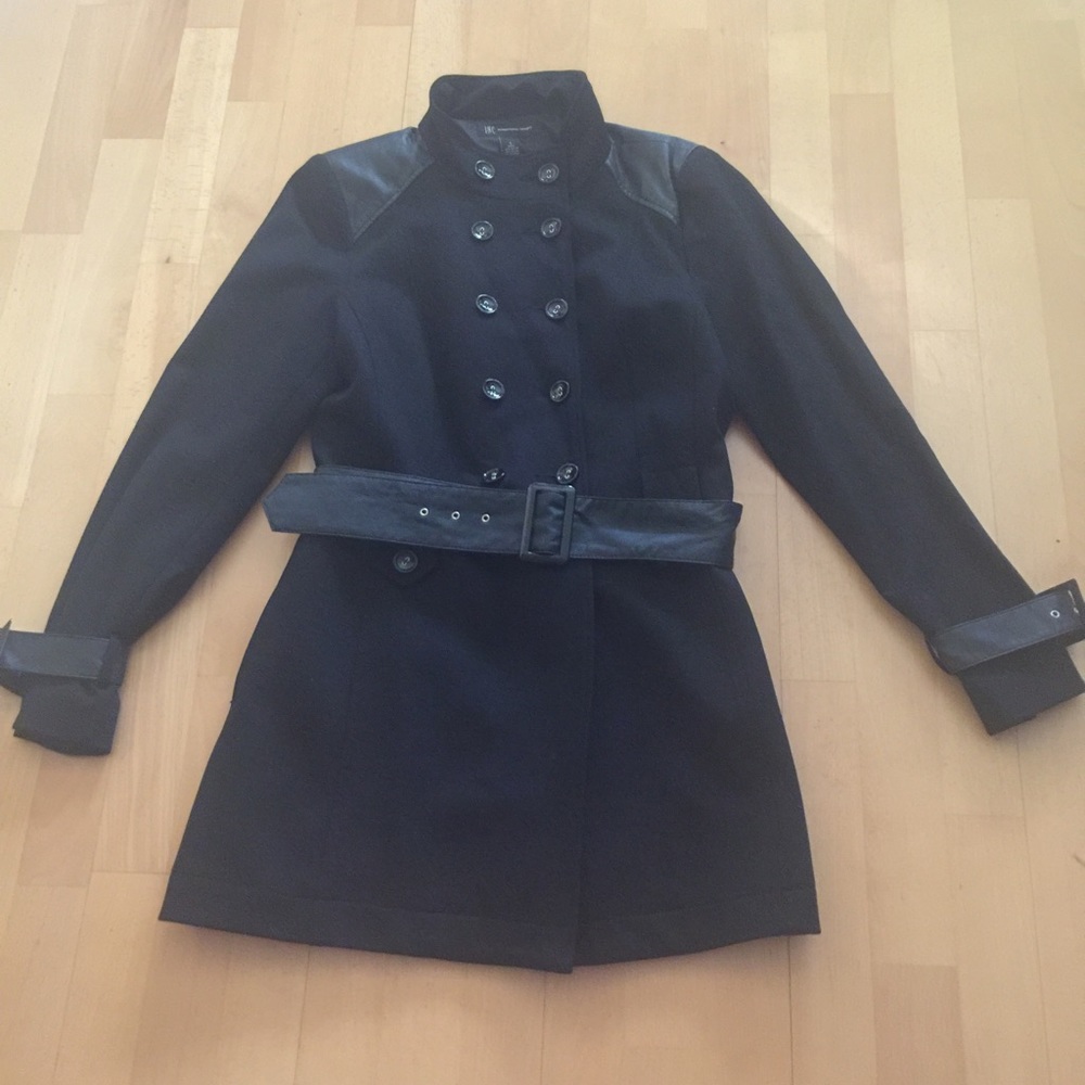 INC faux leather/polyester black car jacket size L