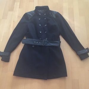 INC faux leather/polyester black car jacket size L