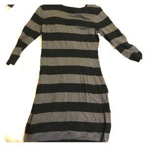 Black and grey striped sweater dress