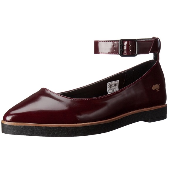 Burgundy Boxed In Mary Jane Loafer Flats - Picture 2 of 4
