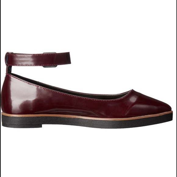 Burgundy Boxed In Mary Jane Loafer Flats - Picture 3 of 4
