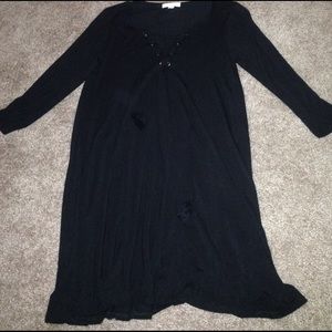 Quarter Sleeve Black Dress