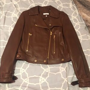 Calvin Klein Leather Asymmetrical Moto Jacket