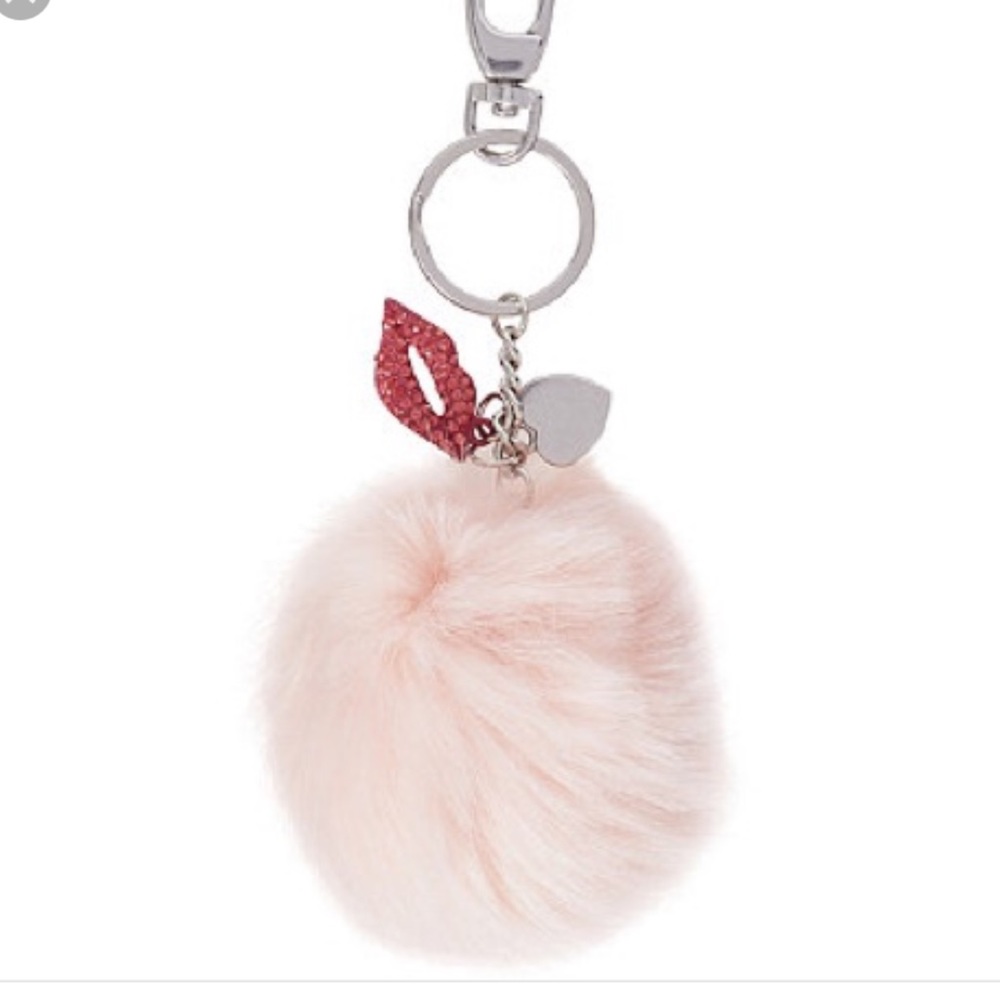 Pink Faux Fur Pom Pom Charm Keyholder