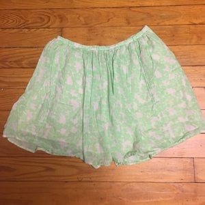 Green and Cream Floral Skirt