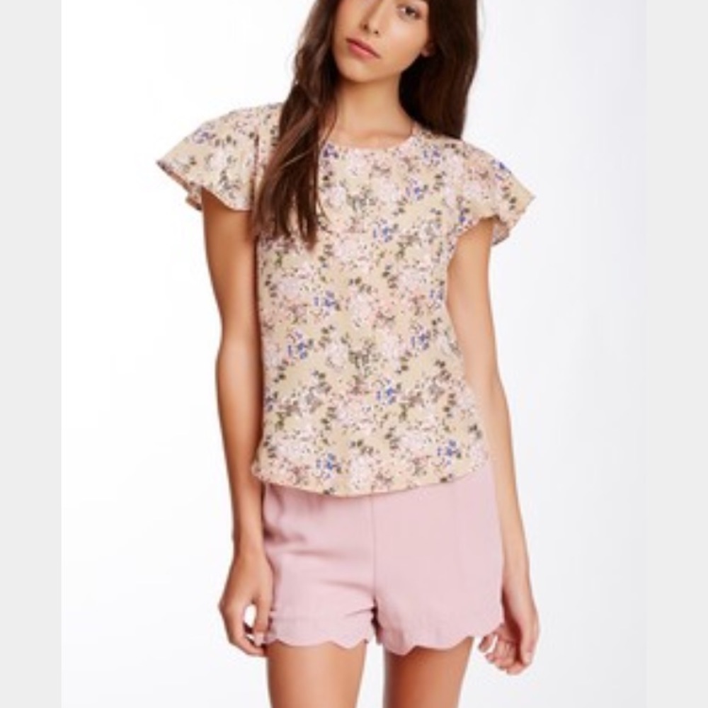 Slit Back Floral Blouse