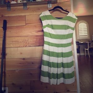 Green and white striped dress