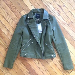 *firm* NWT Zara green faux leather jacket