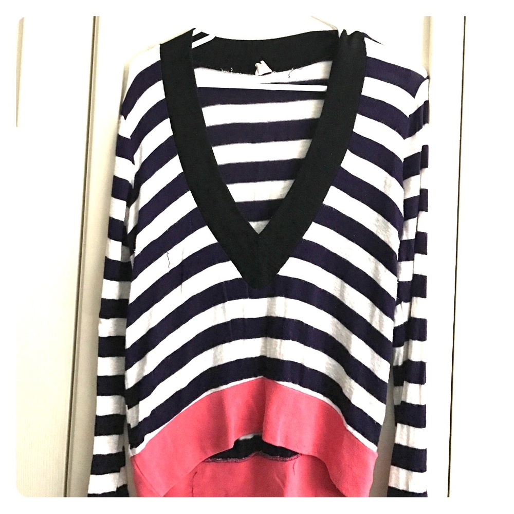 Deep v neck, striped sweater