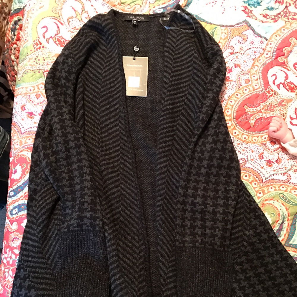 Black fringe sweater cardigan