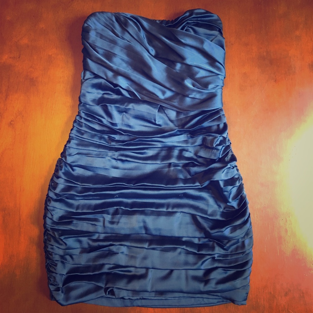 Strapless blue dress