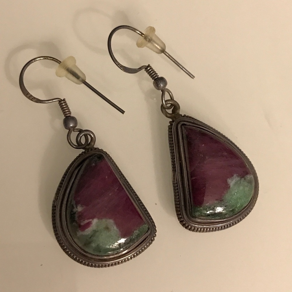 925 Sterling Silver with Gemstone Dangle Earrings