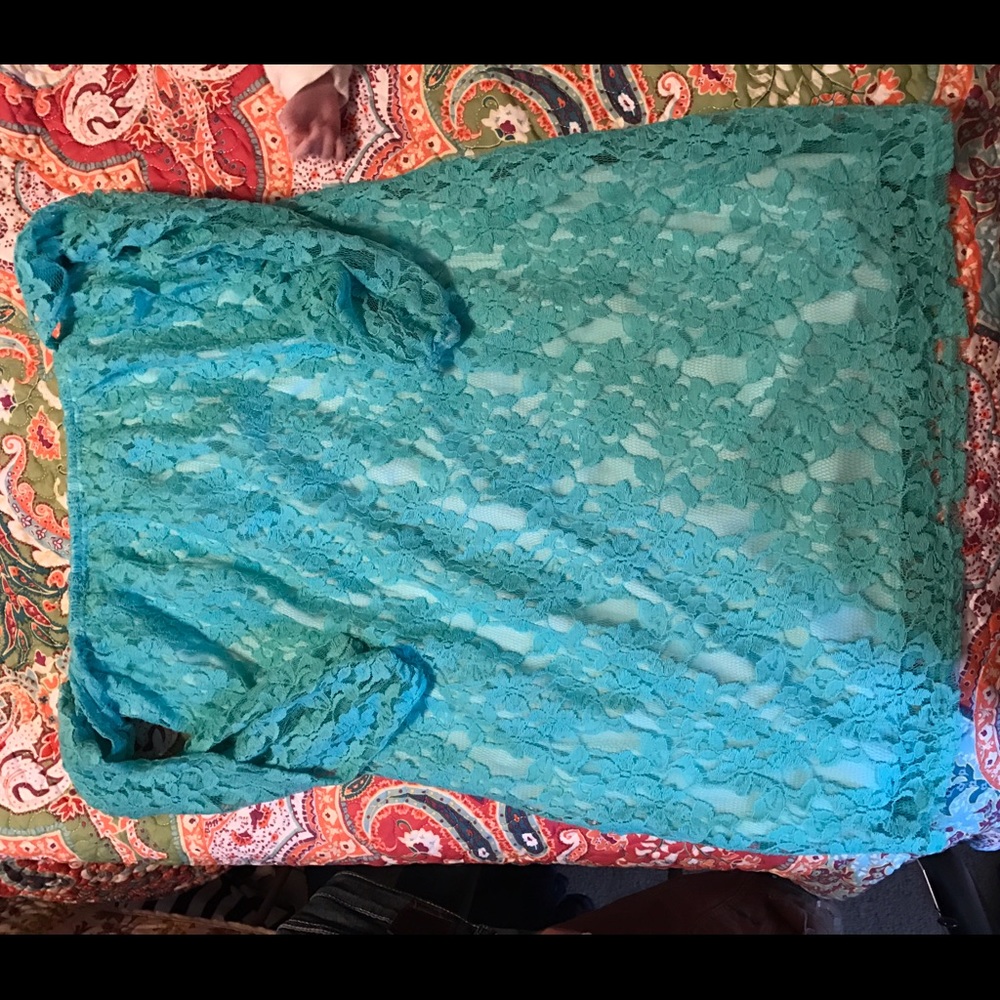Turquoise lace dress