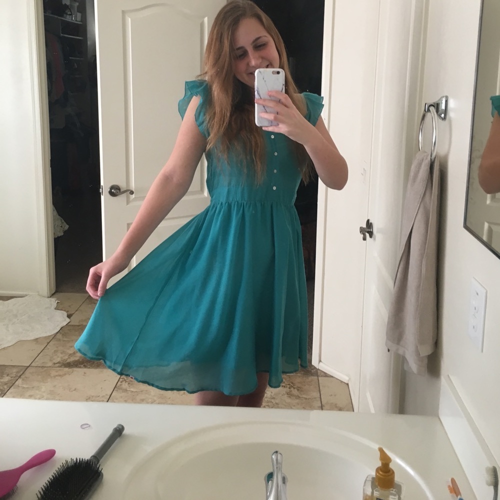 Teal blue vintage dress!