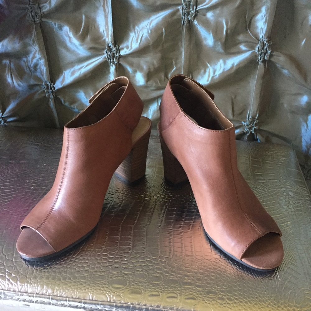 Nine West Leather Open Toe Bootie
