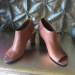 Nine West Leather Open Toe Bootie