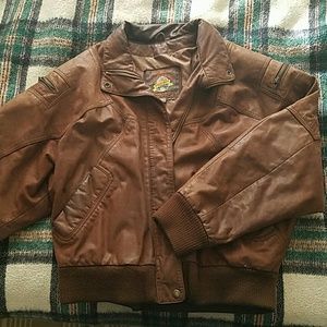 Genuine leather bomber jacket
