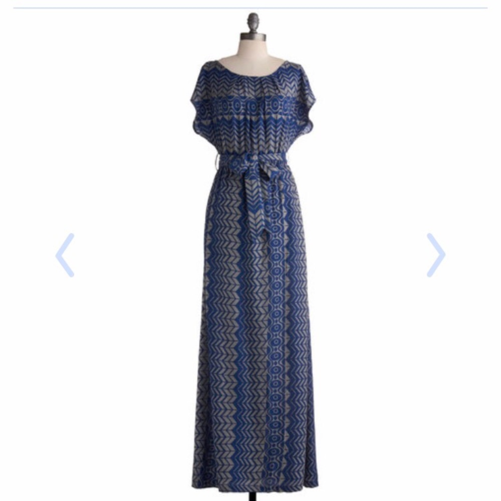 Modcloth Blue and Grey Maxi Dress, Size M