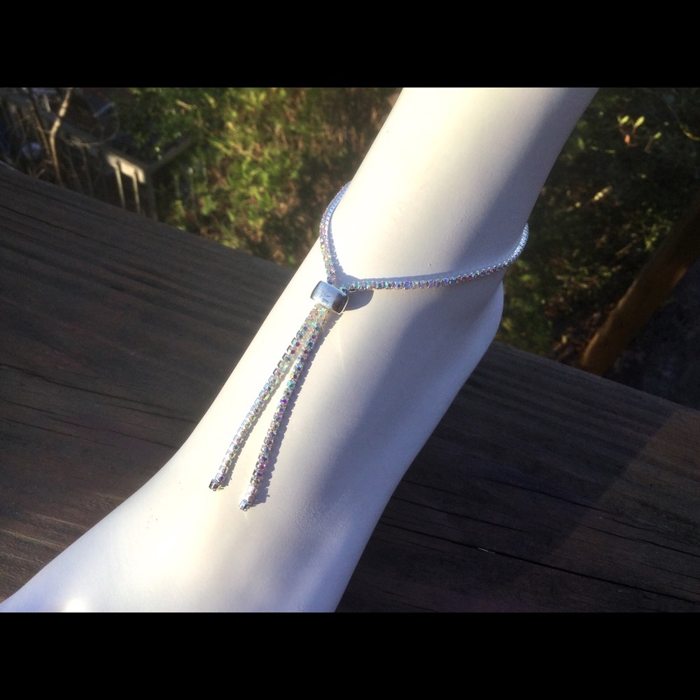 SOLD. AB Crystal Anklet - Picture 1 of 2