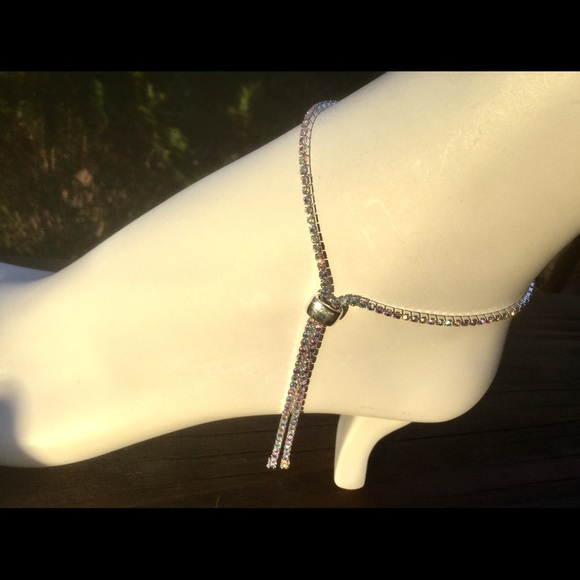 SOLD. AB Crystal Anklet - Picture 2 of 2
