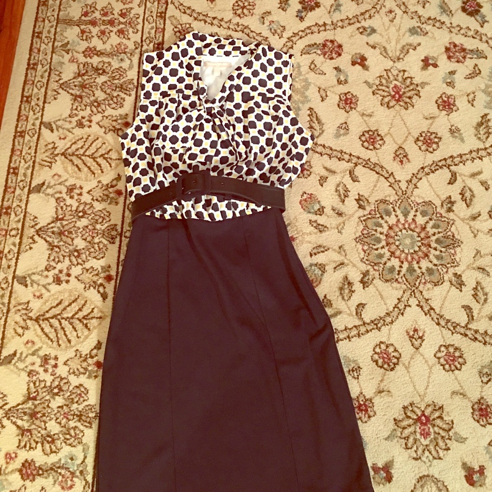 Navy and yellow bodycon dress