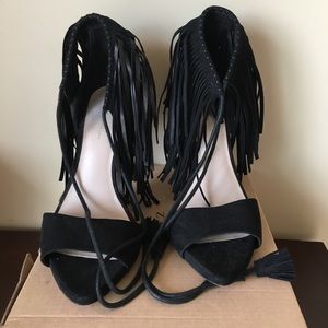 Zara black suede tassel shoes