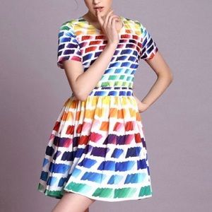 Rainbow A-line Dress, Size L