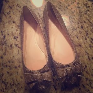 Gold sparkly Jessica Simpson bow flats
