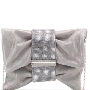 Jimmy Choo Crystal Metallic Silver Chandra Clutch