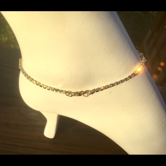 Alternate Rhinestone Silver Anklet - Picture 2 of 2