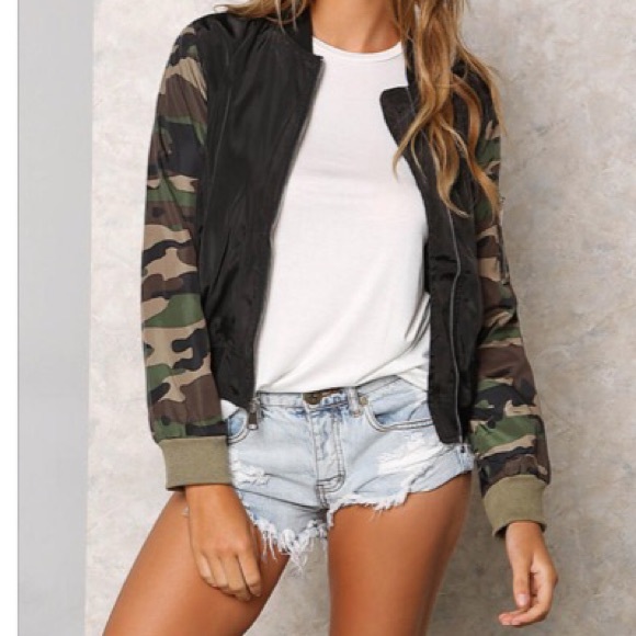 Jackets & Blazers - 🆕 Camouflage sleeves bomber jacket LAST ONE