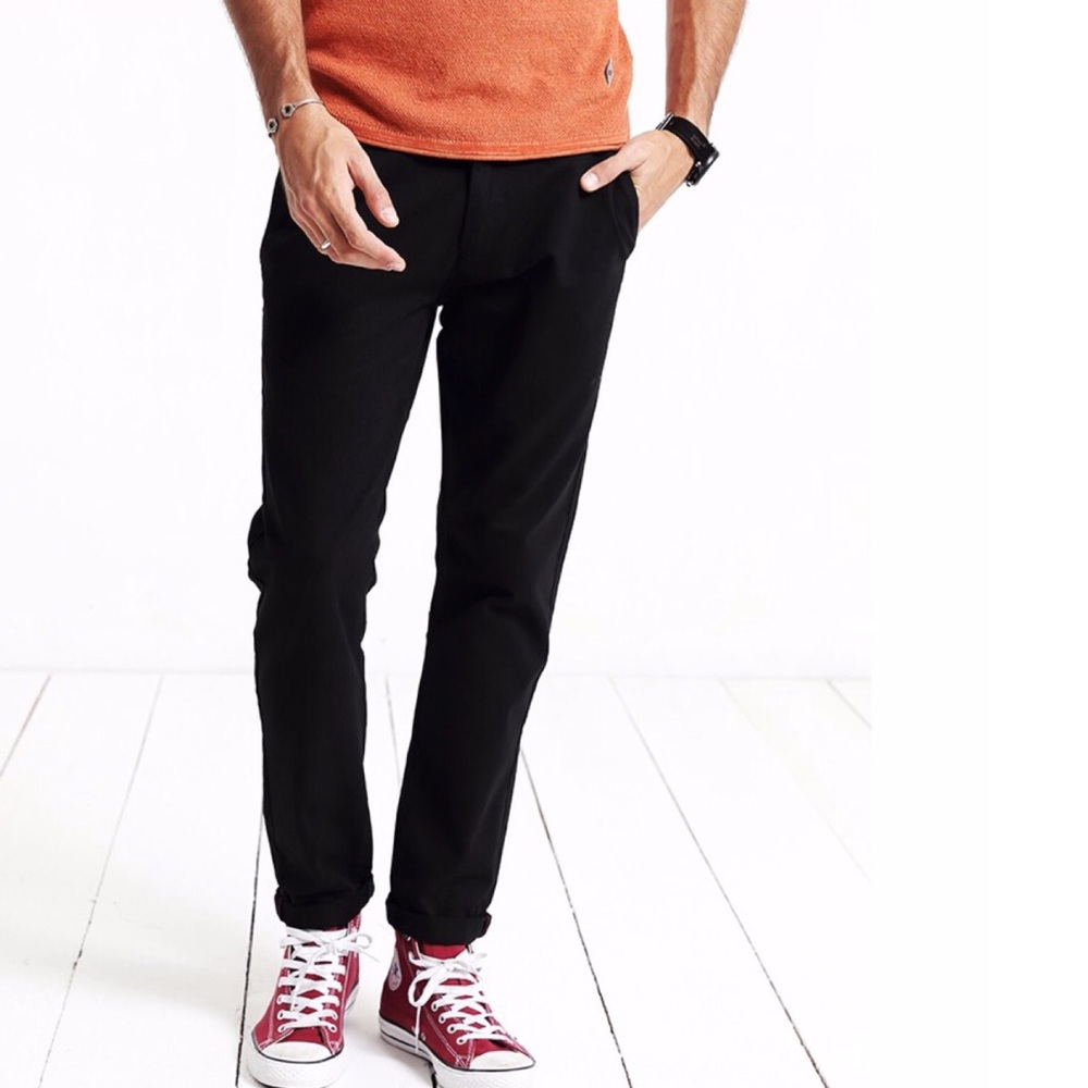 ▪NEW -Slim Straight Cotton Twill Trousers in Black