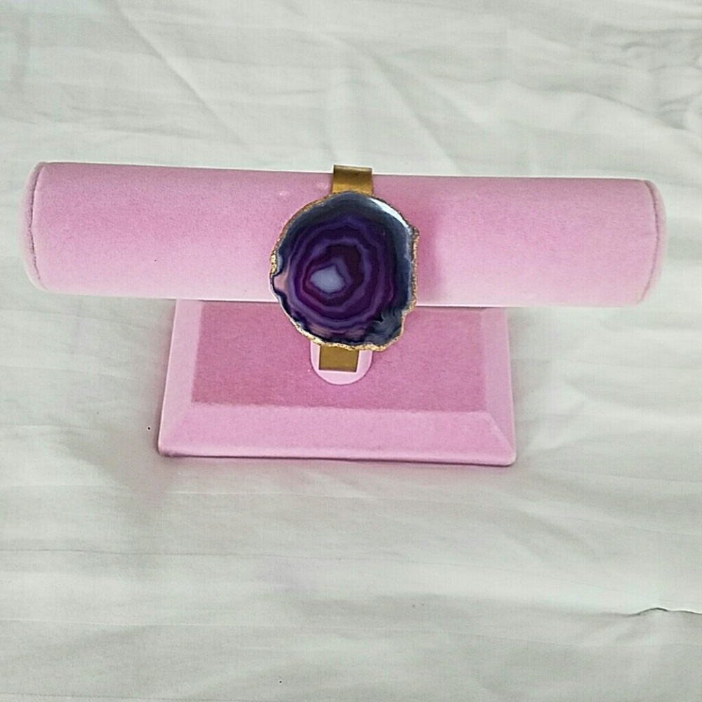 Handmade purple and brass cuff.