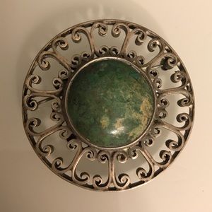 Vintage Mexico Taxco 925 Silver & Turquoise Brooch
