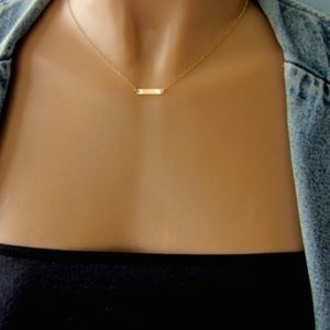 Tiny gold plated bar necklace 16"