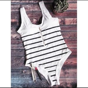 Zipper Stripe Swimsuit
