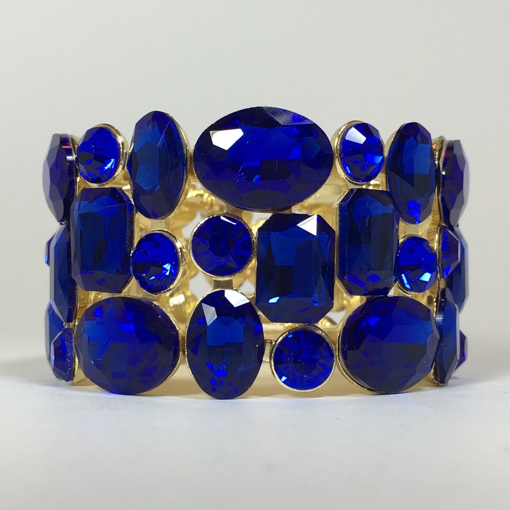 🛰Saltair Bracelet - Gold Tone w/ Blue Crystals