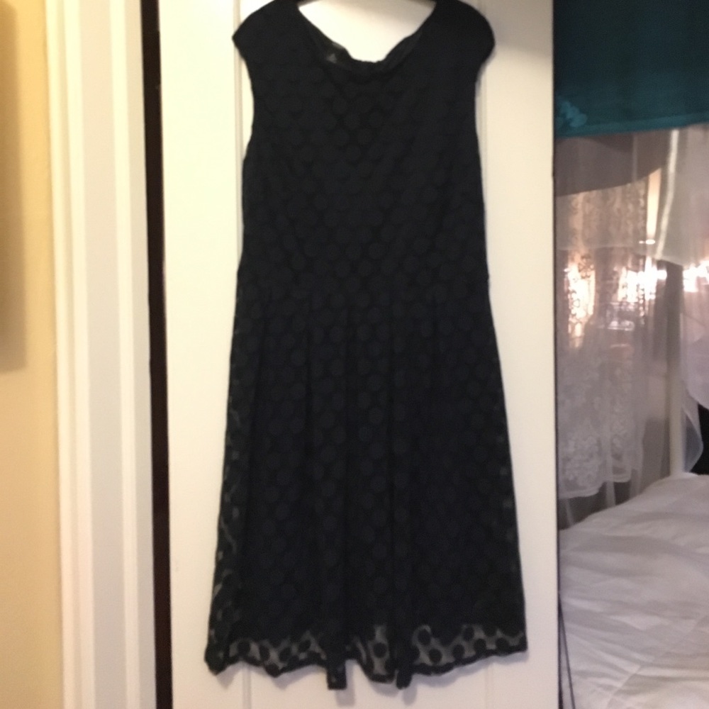 Alfani navy blue lace dress with dots