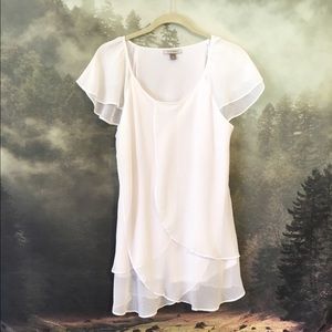 White flowy layered blouse.