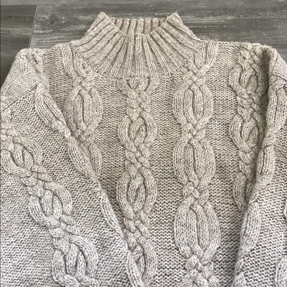 Cabled tweed sweater