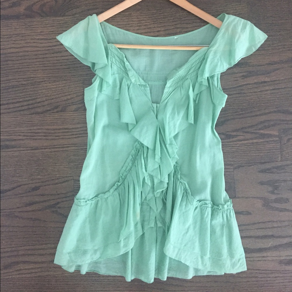 Floaty aqua green DVF blouse