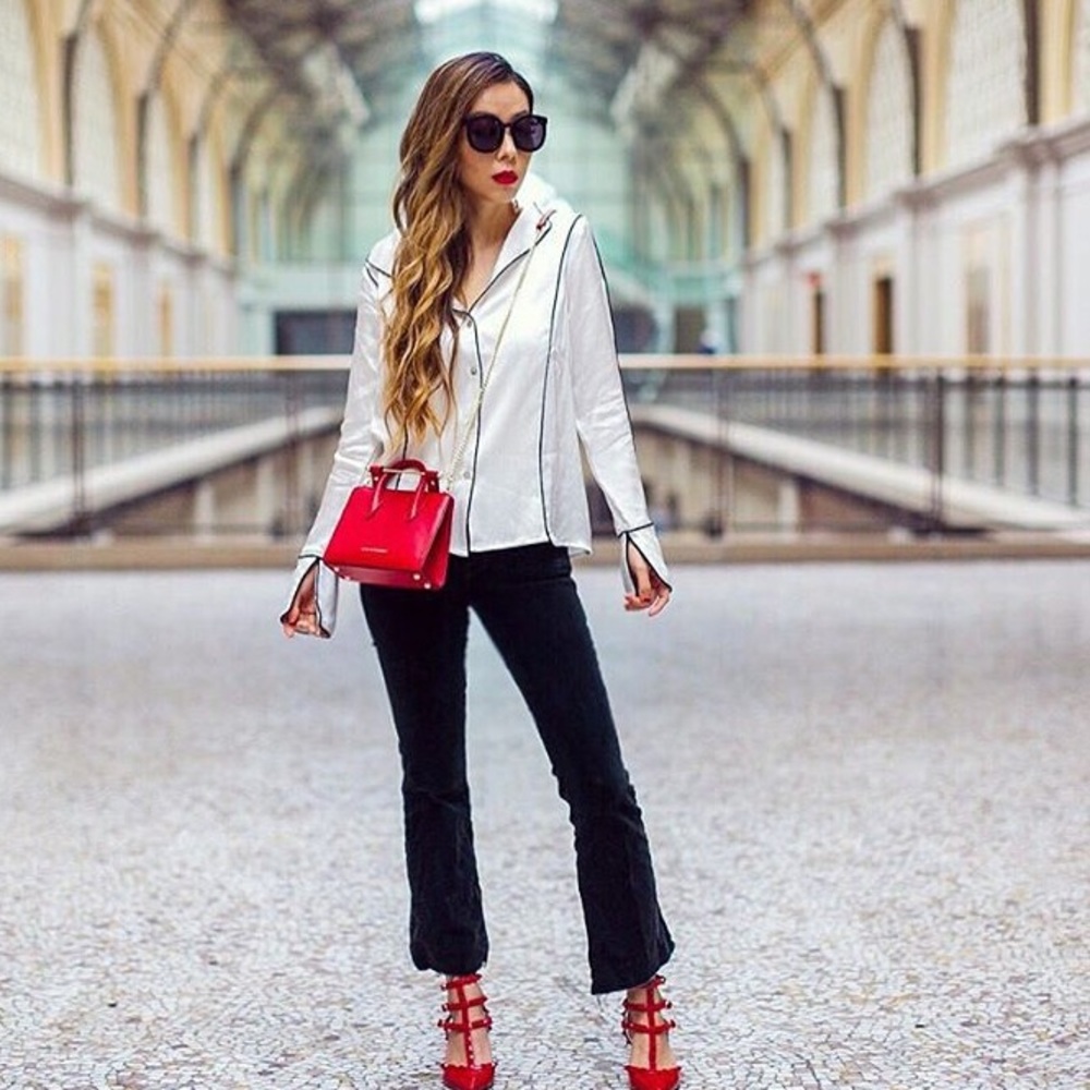 dita piping pj style satin shirt