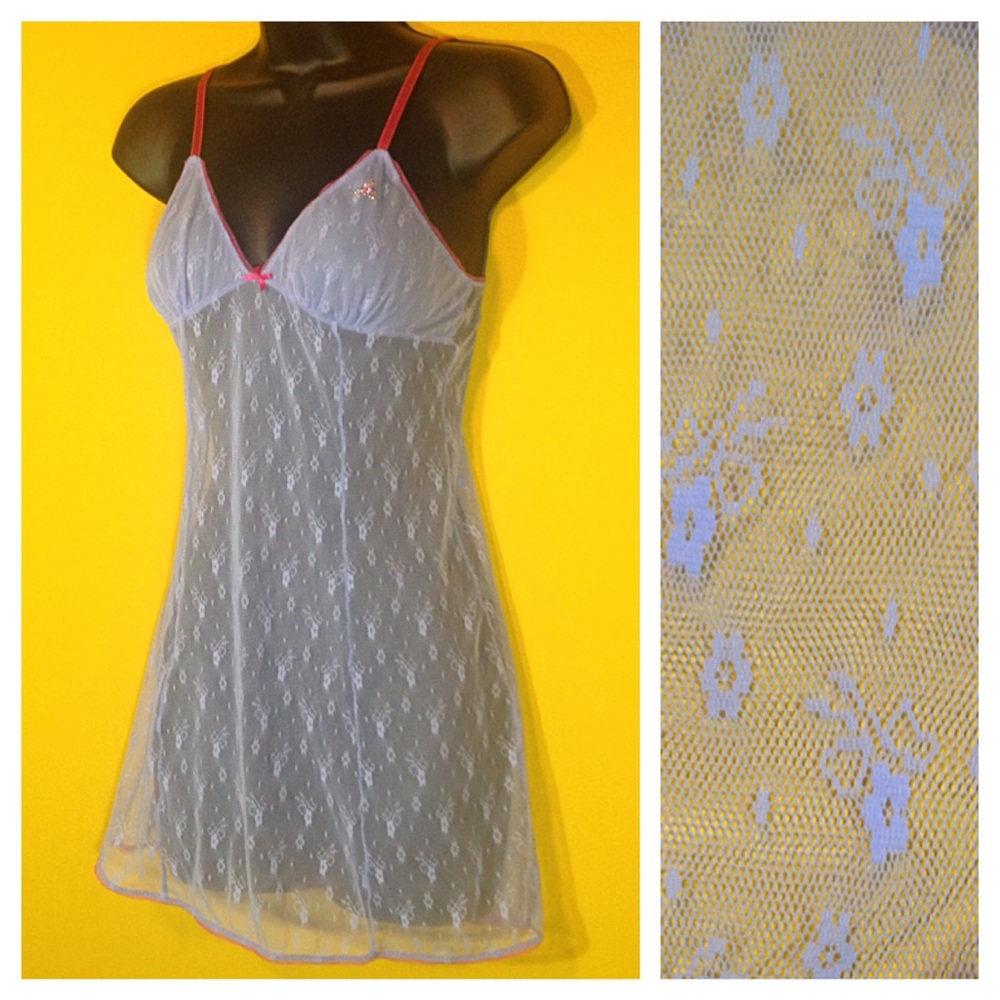 Betsey Johnson Blue Lace Slip / Lingerie, Size S/M