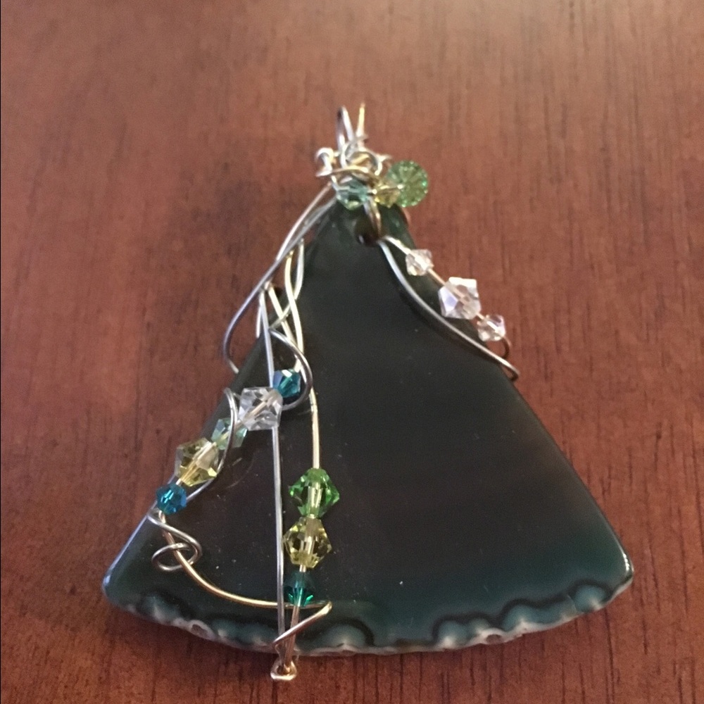 Nwot Sterling Geode w/ Swarovski Crystal Pendant